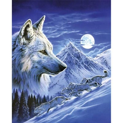 Bergwolf Diamant Schilderij Kruissteek Diamant Mozaïek Diamant Borduurwerk Schilderij Woondecoratie 20X30CM gray