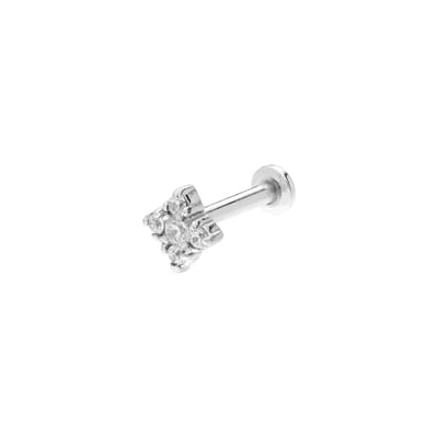 Lucardi - Dames Stalen helixpiercing met zirkonia - Piercing - Staal - Zilverkleurig