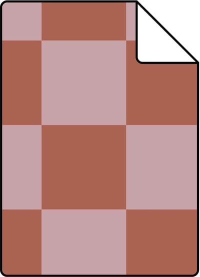 Proefstaal ESTAhome behang geblokt motief terracotta en oudroze - 26.5 x 21 cm - 131419-S