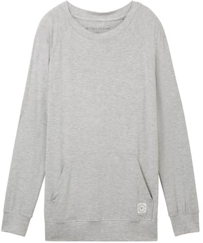 Tom Tailor - Loungewear Sweater in gemêleerde look - Maat S/36 - grey-medium-melange