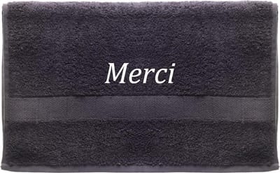 Handdoek - Merci - 100x50cm - Grijs
