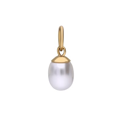 Lucardi Dames Stainless steel goldplated hanger met parel voor dames - Hanger - Staal - Goudkleurig