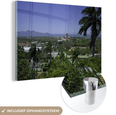 ® Glasschilderij 180x120 cm - Schilderij acrylglas - Uitzicht over Managua in Nicaragua - Foto op glas - Muurdecoratie woonkamer - Wanddecoratie slaapkamer - Schilderijen