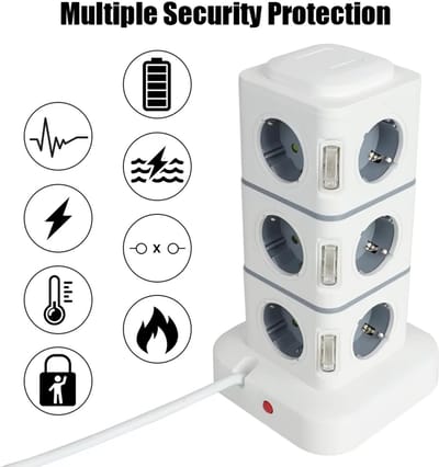 Stekkerdoos Toren - 12 Stopcontacten - 4 x USB - 2.8 Meter