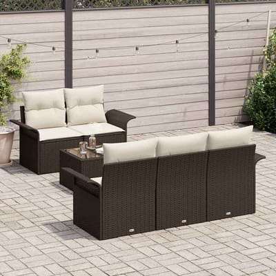 vidaXL - Tuinbank - Set - 6 - st - 5-Aantal - zitplaatsen - Bruin - en - Crème