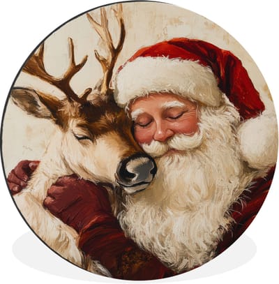 WallCircle - Wandcirkel - Muurcirkel - Kerstman - Rendier - Kerst - Christmas - Aluminium - Dibond - 30x30 cm - Binnen en Buiten