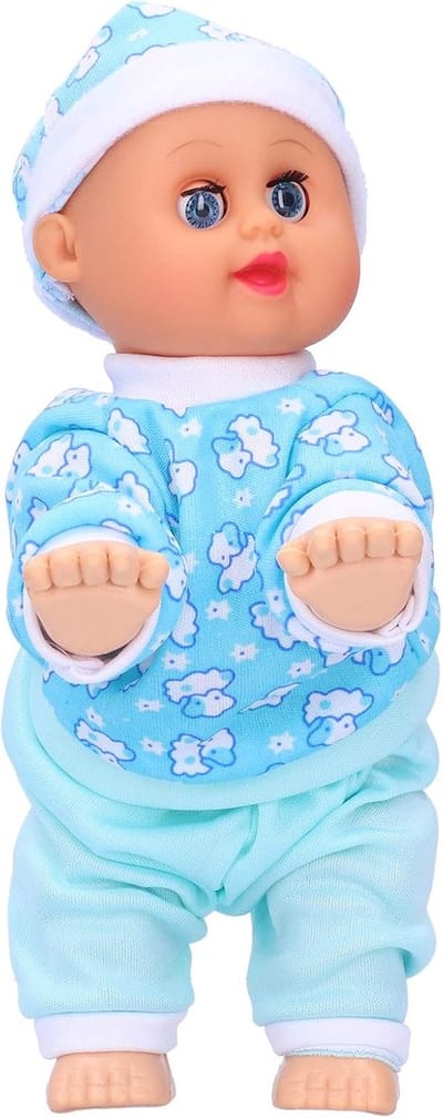 Elektrische Babypop - Levensgetrouwe Pop - Interactief Spelen - Lachend Kruipend Speelgoed - 10 Inch - Blauw