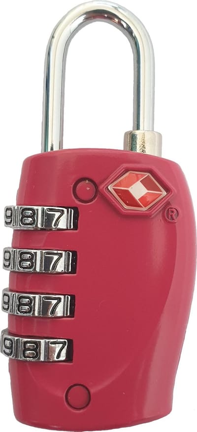 SUNMOOL TSA Kofferslot 4 cijfers - Reisslot - Reis Cijferslot - Cijferhangslot - Hangslot - Bagageslotjes - Slot voor Bagage : Rood - 1 Stuk
