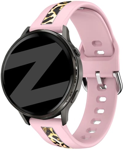 Bandz Siliconen 'Leopard' dual bandje geschikt voor Samsung Galaxy Watch 7 (40/44mm) / Galaxy Watch 6 (Classic) / Galaxy Watch 5 (Pro) / Galaxy Watch 4 / 3 / FE / Polar Ignite 3-2 / Pacer / Unite / Huawei GT3 - GT2 / Amazfit GTS 4-3-2 (Lichtroze)