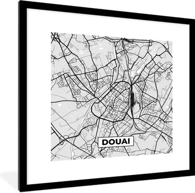 Fotolijst incl. Poster - Kaart - Stadskaart - Douai - Plattegrond - Frankrijk - 40x40 cm - Posterlijst