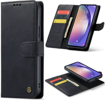 Casemania Hoesje Geschikt voor Samsung Galaxy A54 5G - Charcoal Gray - 2 in 1 Magnetische Leren Book Case - Uitneembare Portemonnee Hoes met Kaartvakken voor Telefoon