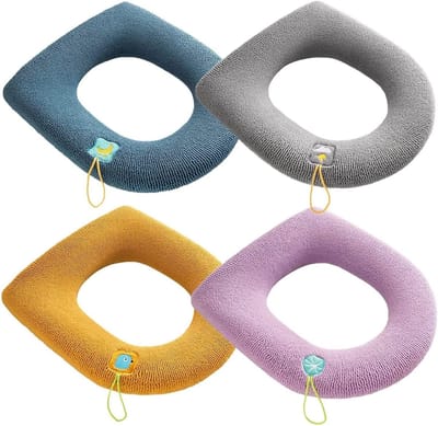 4PCS Toilet Stoel Hoes Kussen - Universele WC Stoel Kussen - Warm Toilet Stoel Hoes Wasbaar