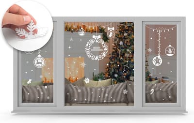 Q2P - Kerst Raamstickers - Xmas - Krans - Wit - Raamdecoratie - Stickers - Raamversiering - Kerst – 114 Stuks