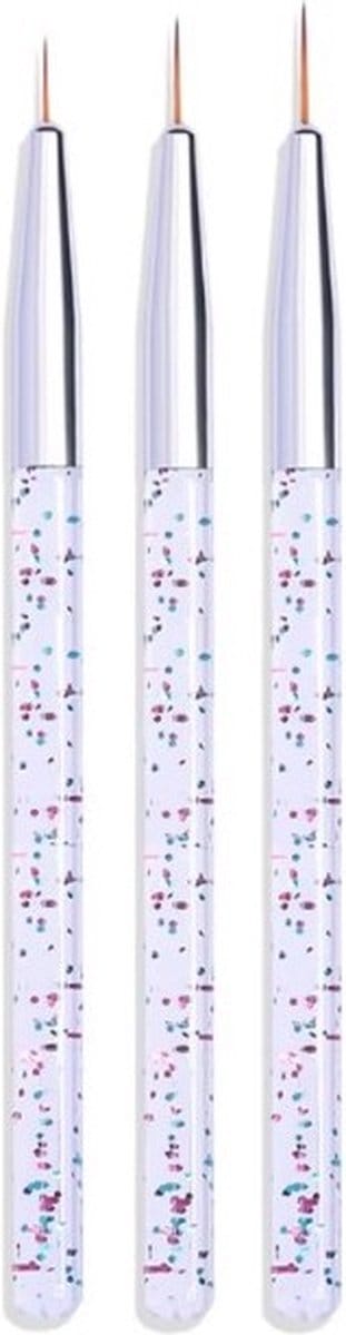 Go Go Gadget - Nagel Art - Penselen - set van 3 stuks - Gelnagels - Glitter - Zilver