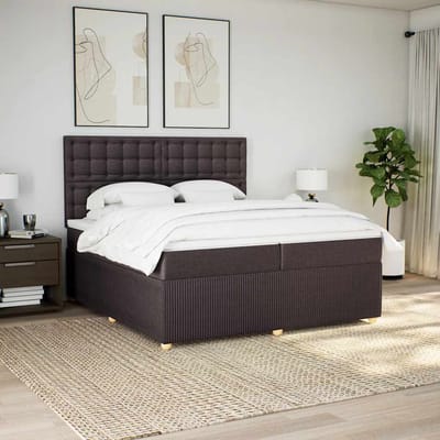 vidaXL - Boxspring - met - matras - stof - donkerbruin - 200x200 - cm