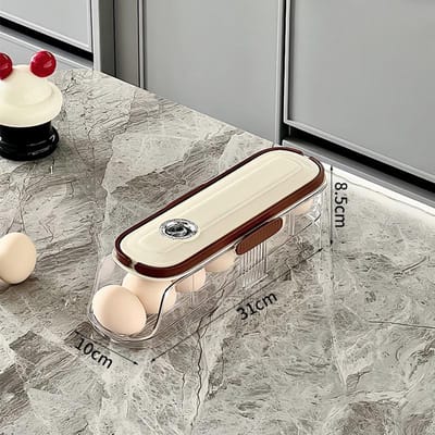 Grote Eierhouder voor Koelkast Automatische Rollende Eierorganizer Transparante Plastic Eiercontainer Stapelbare Eierdispenser en Opbergbak gray