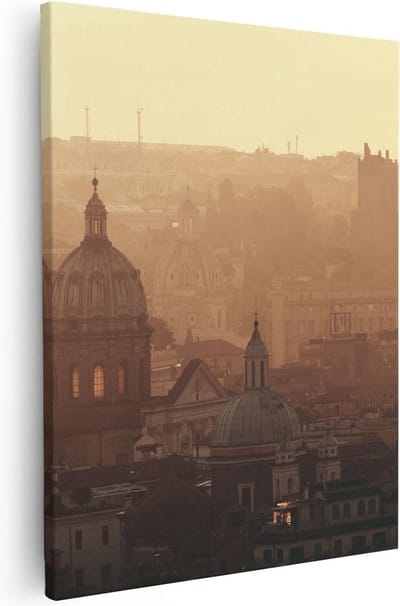 Artaza Canvas Schilderij Skyline - 40x50 cm - Wanddecoratie Stad - Muurdecoratie Rome - Kamer Accessoires Zonsondergang