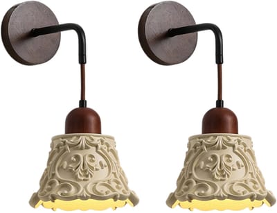 2 Stuks Wandlamp Vintage Binnen Slaapkamer Wandlampen E27 voor Woonkamer 17cm Beige