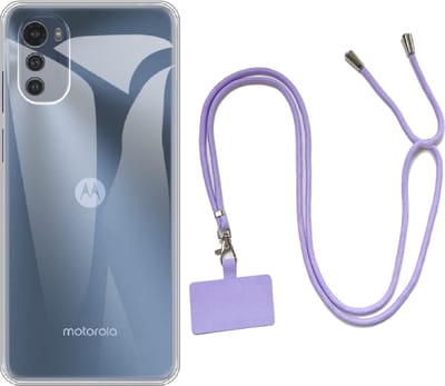 Casemania Hoesje Geschikt voor Motorola Moto E32 & E32S - Transparant & Koord Lila - Siliconen Back Cover