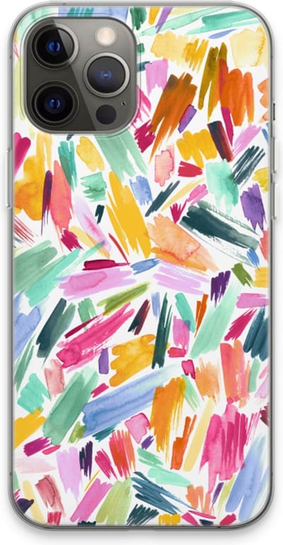 Case Company® - Hoesje geschikt voor iPhone 13 Pro Max hoesje - Watercolor Brushstrokes - Soft Cover Telefoonhoesje - Bescherming aan alle Kanten en Schermrand