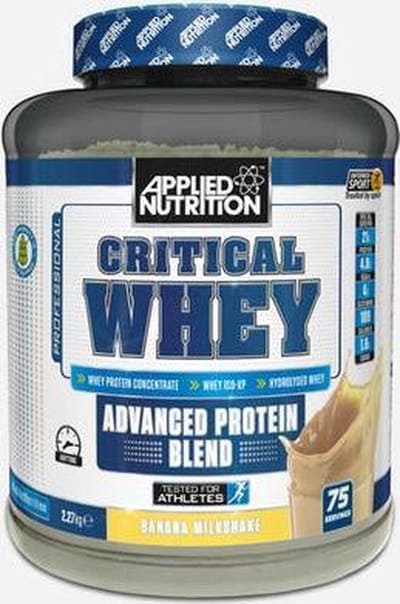 Applied nutrition - Critical Whey - Eiwitten / Proteine Shake - 2000 Gr - 66 Doseringnen -  Banana Milkshake Smaak