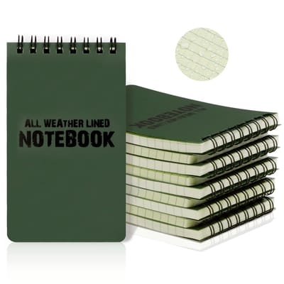 Allecto - Waterdichte Notitieblokken - Pocket Notepad - Perfect voor Outdoor Activiteiten - Legergroen - Tactische Steno Pads - Ideaal voor Notitie...