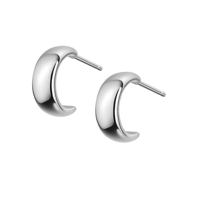 Zilveren Oorringen - Zilver Oorringen Dames - Bold Silver Half-Hoop Earrings - Amona Jewelry