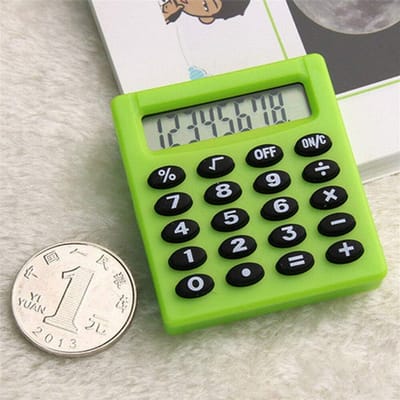 Rekenmachine Pocket Mini - Draagbare Calculator - Dagelijks Gebruik - Zonne en Batterij - 8 Cijfers Display - Groen