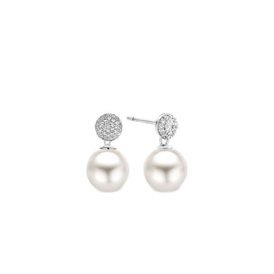 TI SENTO Dames Oorbellen - 925 zilver - Wit parel - 7721PW