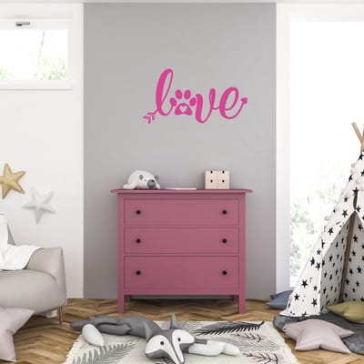 Muursticker - Love - 58 x 109 - Roze