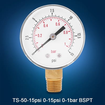 Dailygoods- Brandstofdrukmeter 0-15 Psi - Drukmeter 0-1 Bar - Metaal - Draagbaar - Geschikt voor Water/Lucht/Olie - Betrouwbaar en Duurzaam