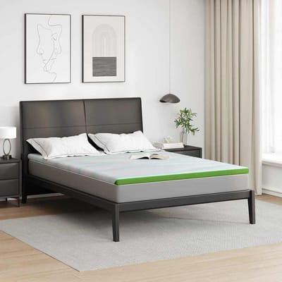 vidaXL - Matras - Topper - Wit - en - Groen - 140 - x - 190 - cm - Jacquard - Stof