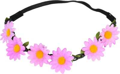 Haarsoires Haarband Bloemen – Gevlochten - Margrietjes – Lila Paars