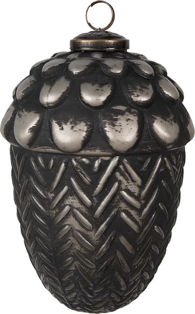 Clayre & Eef Kerstbal Overig Ø 10x15 cm Zwart Glas Kerstballen