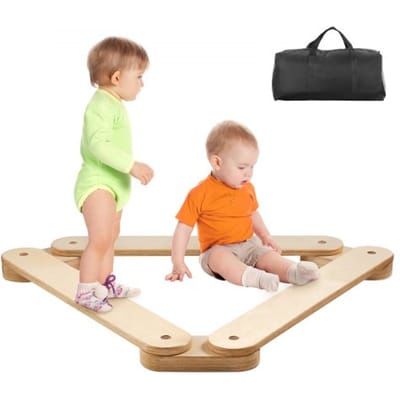 VEVOR Balance Beam Stepping Stones, 3-pack houten balance boards voor peuters, Montessori speelgoed voor kinderen van 2-6 jaar, bevordert coördinatie en grove motoriek, indoor en outdoor gymnastiekparcours, cadeau voor meisjes en jongens
