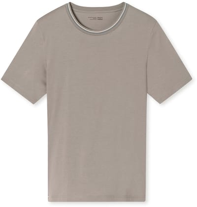 SCHIESSER Mix+Relax T-shirt - heren shirt korte mouw bio katoen streokken bruin-grijs