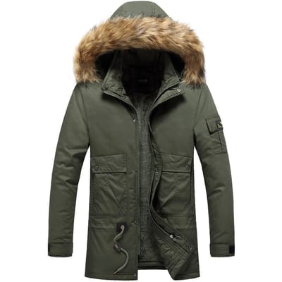 Nieuwe Trendy Lange Katoen-gevoerde Jas Plus Fluweel Katoen-gevoerde Jas voor Heren, Middellange Herfst- en Winter Dons-gevoerde Jas voor Heren XXXL black