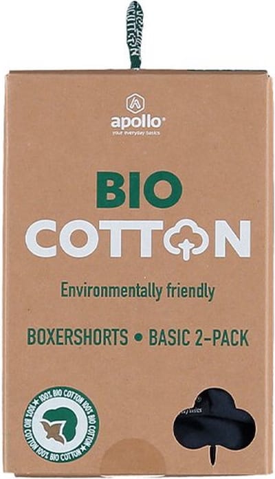 Apollo Boxershorts Heren Biokatoen Zwart 2 Stuks Maat Xxl