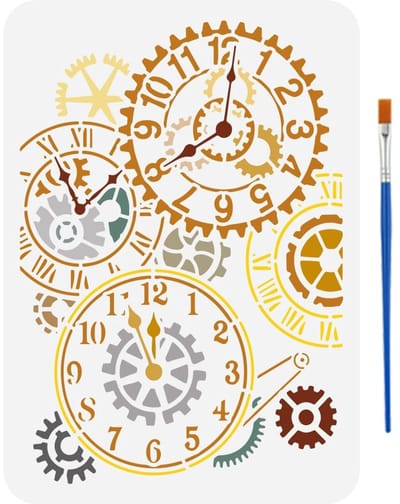 Dailygoods- Sjabloon Steampunk Gear - Sjablonen Muurdecoratie - Sjablonen Hobby Volwassenen - Creatieve Klok Sjablonen - Vintage Thema's - 29.7x21cm Formaat - Stencil