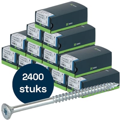 Radix Torx 20 Spaanplaatschroef - Platkop + Snijpunt - 4,5 x 70mm/42 - Verzinkt - Deeldraad (2400 stuks) VOLLE DOOS!