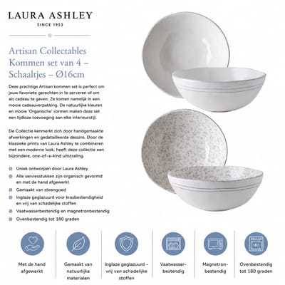 Laura Ashley Artisan Collectables Kommen set van 4 - Schaaltjes - Ø16cm