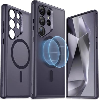 ESR Classic Hybrid HaloLock Hoesje Geschikt voor Samsung Galaxy S24 Ultra | Compatibel met MagSafe / Qi2 en HaloLock | Back Cover met Magneet | Frosted Paars