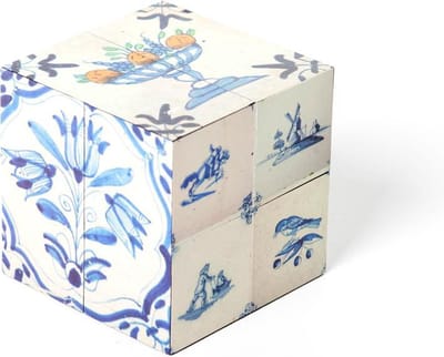 Vouwkubus, Delfts Blauw Art Cube Decoratief beeld of figuur GWCW000008