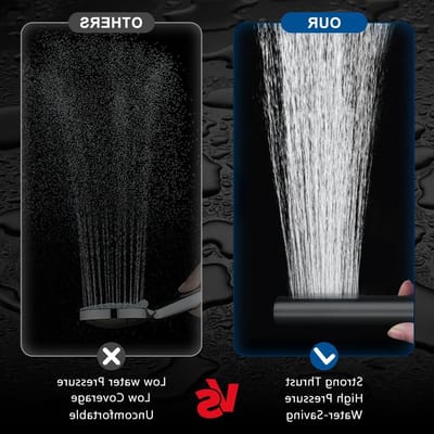 Zwarte Handdouche van RVS SUS304 met Hoge Druk en 48 Eenvoudig Schoon Te Maken Rubberen Doppen, Ideaal voor Waterbesparing en Comfortabel Douchen