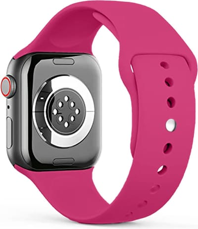 Stravo Siliconen Sportbandje – Zacht & Waterproof Horlogeband – Geschikt voor Apple Watch 42mm (Series 11/10), 41mm (Series 9/8/7), 40mm (Series 6/5/4/SE 1/2/3), 38mm (Series 3/2/1) – maat S/M – Magenta