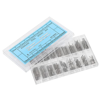 Dailygoods- Reparatieset Horlogesplitpennen 18 Maten - Roestvrij Staal - Professioneel Ontwerp - 20 Stuks per Maat - Transparante Opbergdoos - Duurzaam - Horlogepinnen
