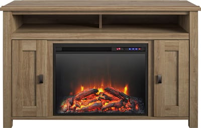 Farmington|Dressoir met elektronische haard met 2 deuren in eikenlook