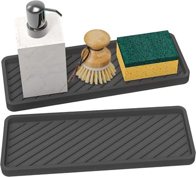 Smal Siliconen Spoelbak-Organizer - 2 Stuks - Zwart - 30 x 11 cm