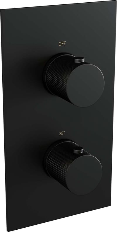 Brauer Black Carving thermostatische inbouw regendouche 3-weg omstelling SET 30 met 30 cm douchekop en plafondarm en staaf handdouche en doucheslang en wandaansluitbocht mat zwart