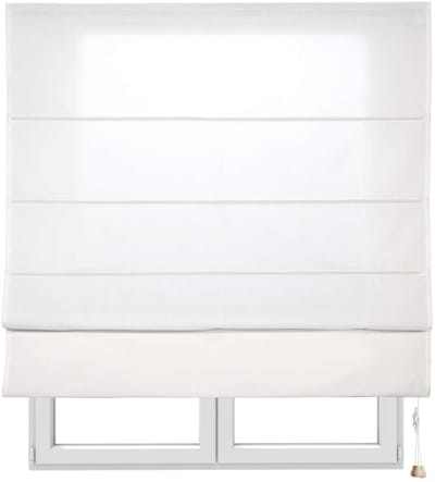 Storesdeco - Vouwgordijn met stokken, effen doorschijnend rolgordijn Crème, 60x175 cm
